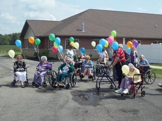 Balloon release for Grandparents day at our Family Cook-Out!