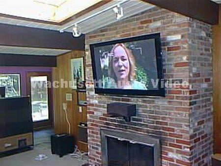 TV over brick fireplace - Harvard,MA