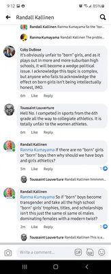 Randall's opinions on Trans Athletes