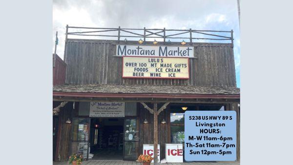 LuLu's Montana Market is currently open:
Monday-Wednesday 11am-6pm
Thursday-Saturday 11am-7pm
Sunday 12pm-5pm