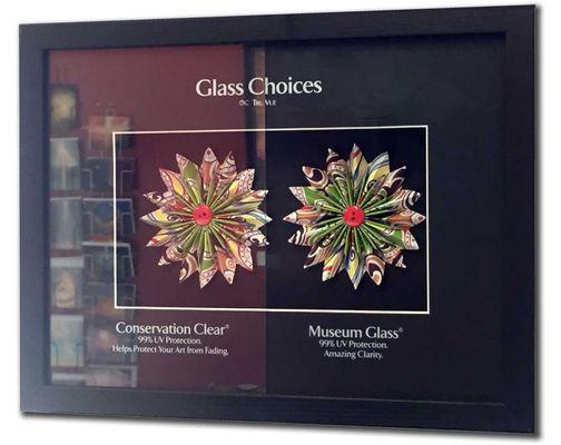 We have the nearly invisible museum glass in stock.