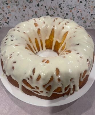 Lemon Pound Cake with buttercream icing.