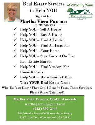 Martha Viera Parsons - JDK and Associates Realty