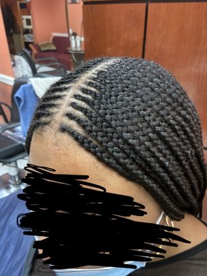 Extra tight (edges pulled) not neat cornrows not feedins