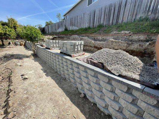 1st retaining wall build from 2 requested terrace walls