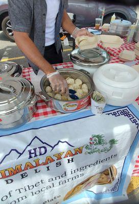 Chicken Dumplings being prepared.