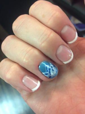 A french manicure with a mountain nail accent!