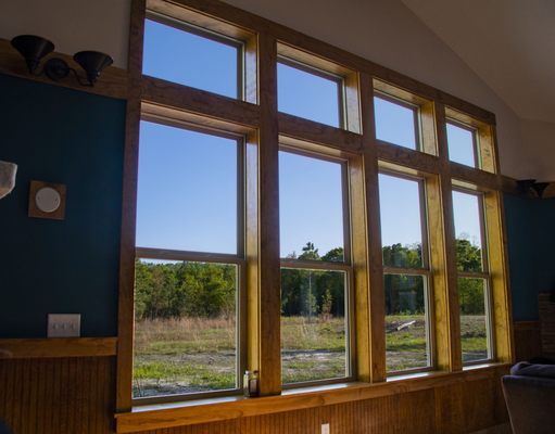 My giant windows.  The wood trim took a week and ended up like a work of art!