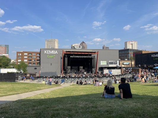 View of the stage from the very back of the lawn. Still an excellent view!