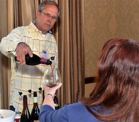 Gray Hartley of the Hitching Post in Sta Rita Hills pouring one of his famous Pinots