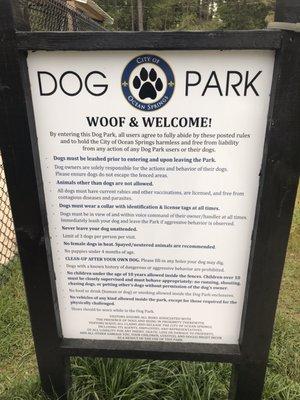 Dog park rules