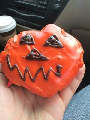 Last Halloween's Pumpkin/Jack-o-Lantern Donut. Cute!