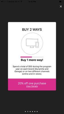 Earn badges on the app and get discounts! "Buy 2 Ways."