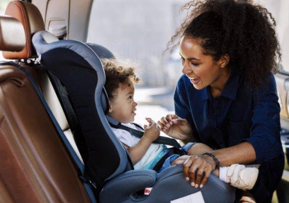 In our back seat your baby is safe in a car seat!