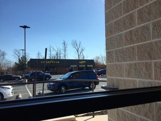 Front of the shop from Dunkin'. Coffee and wifi while you wait