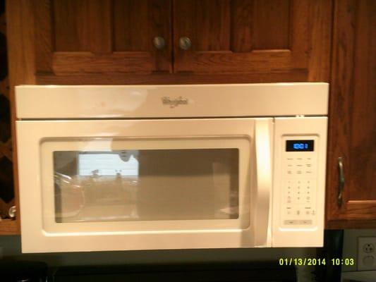 Microwave Installation above the oven range