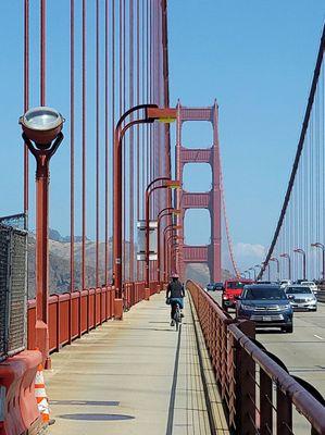 The West bike lane on the Golden Gate Bridge.