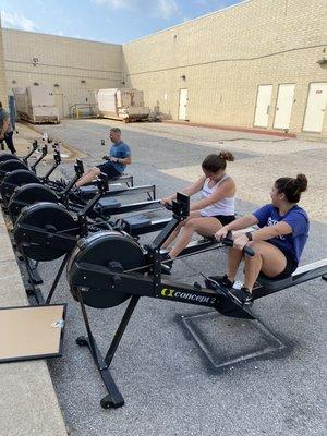 Rowing in the back alley!