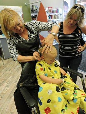 Cutting Mr. Quintions hair for his first cut!