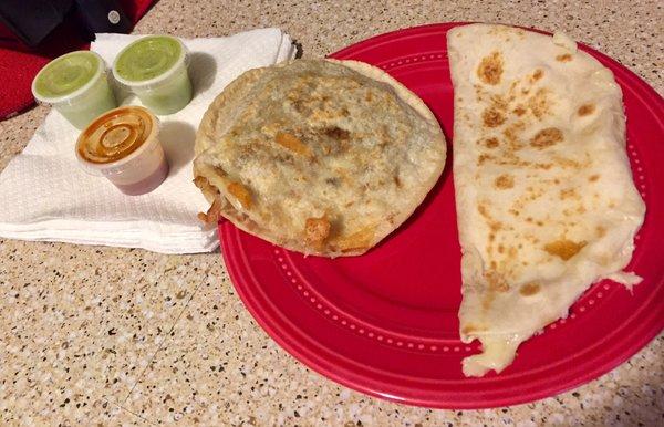 Gordita ($3), cheese quesadilla ($1.85)