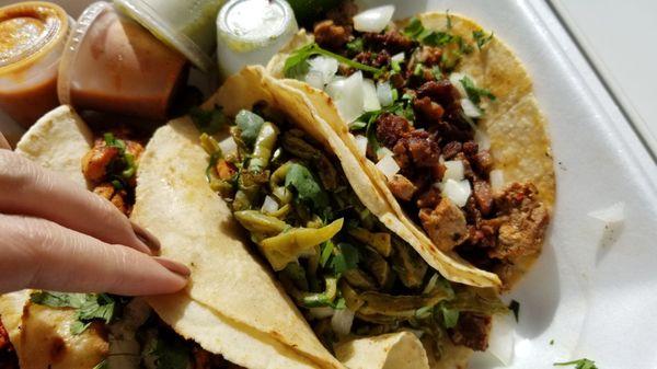 Nopales and Al Pastor on corn