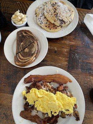 Chocolate Chip Pancakes Hash Mountain Breakfast