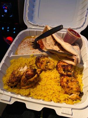 Chicken kabob combo.