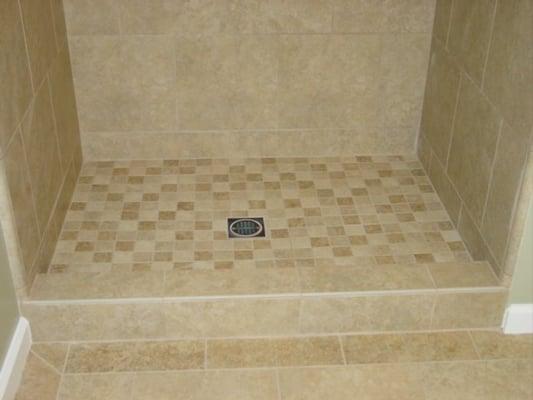 custom tile shower pan