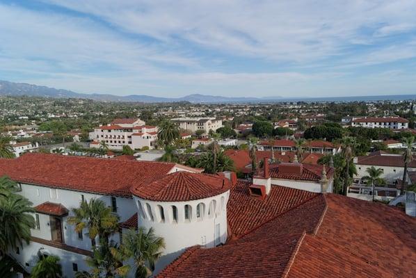 View from the Santa Barbara Courthouse tower -- with easy access via bike, walking, or bus from throughout the city.