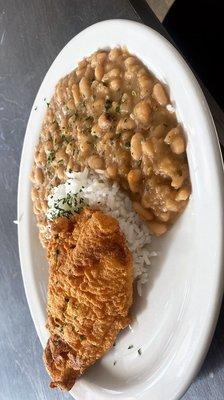 White beans & fried catfish special