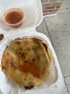 Pork pupusa with salsa