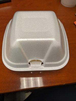 The expensive small styrofoam container