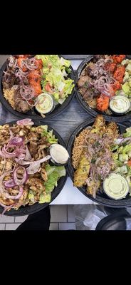 Chicken seekh kabob,Chicken Shawarma Platter and lamb and chicken combos