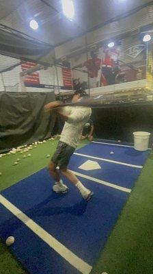 Batting cages with hit trax simulator