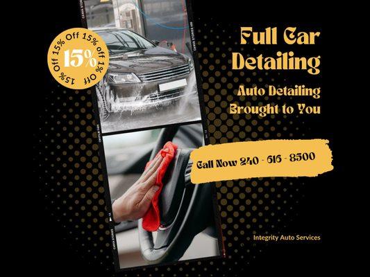 15% OFF Full Auto Detailing for New Customers