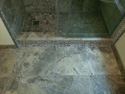 Silver Travertine floor and custom shower