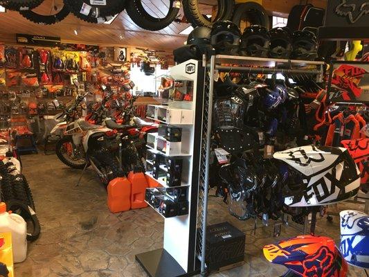 We always a great selection of helmets, gear and accessories in stock!