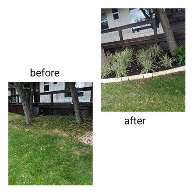 Plant bed with stone border