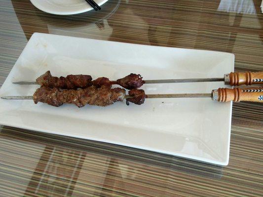 Lamb kabobs (2) priced at $6.69