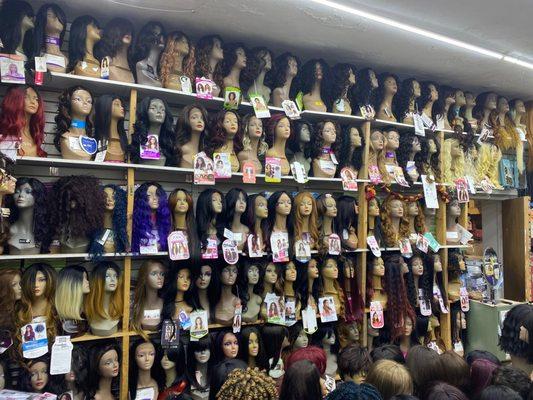 Wall of wigs