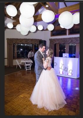 New window treatments in dance floor area, but dance floor could be updated. Loved the lanterns!