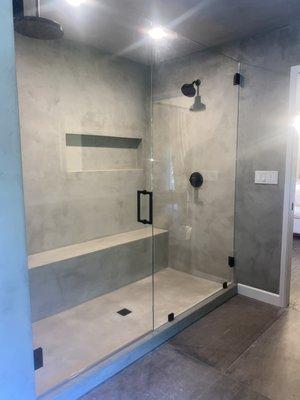 Custom 1/2" Heavy Duty Glass Shower with Matte Black Hardware