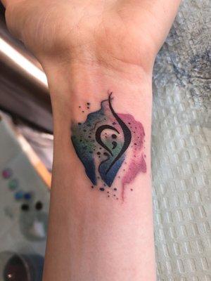 3/2/21 newest ink: semi colon surrounded by a NEDA symbol with a "galaxy" background