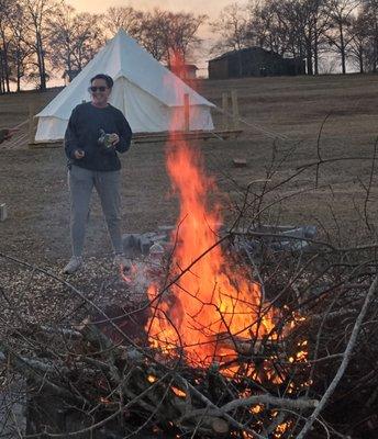 Enjoying the campfire