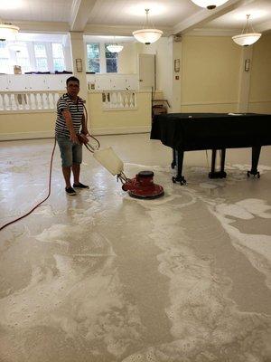 Clean floor for wax.