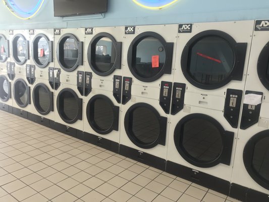 That entire row of "cheaper" dryers are ALL broken so you are stuck having to pay $3 for bigger ones