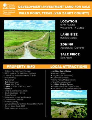 JUST LISTED - WOLF CREEK RANCH, WILLS POINT, TX - 926 ACRES