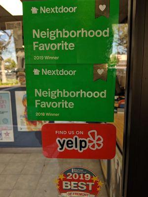 Thanks for another year of neighborhood favorite winner. We love you too.