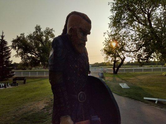 A viking statue outside the restaurant.