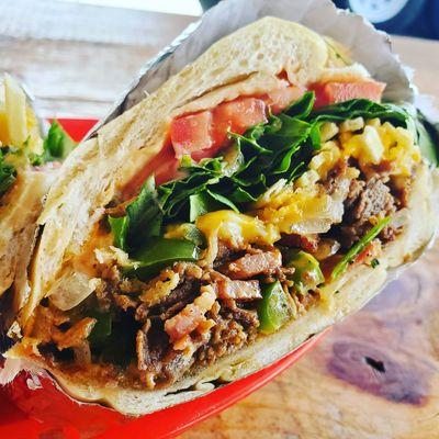 Philly Steak with choice of Fries, Tostones, Fried Yuca.